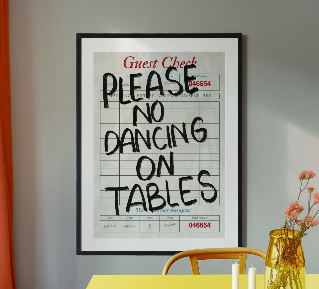 No Dancing on Tables Guest Check hahnemühle by Tory