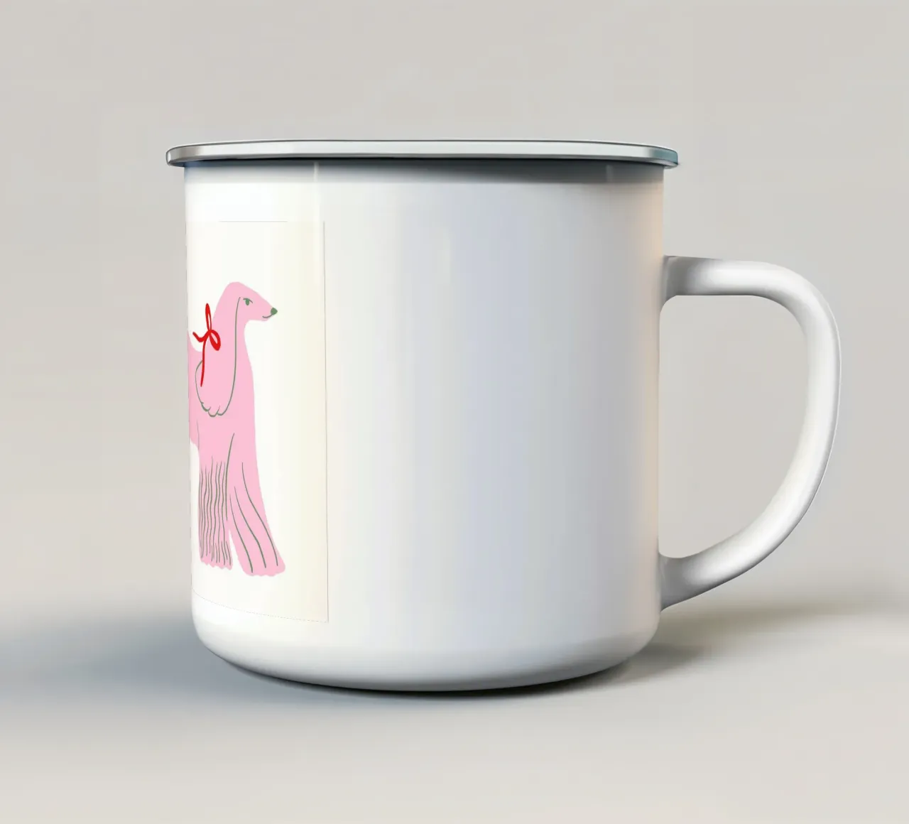 Mastino afgano rosa con fiocco rosso tazza in smalto da Tory