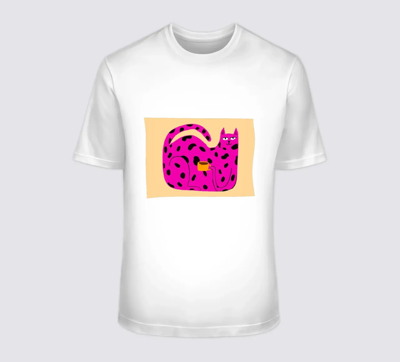 Gatto maculato rosa con caffè t-shirt da Tory