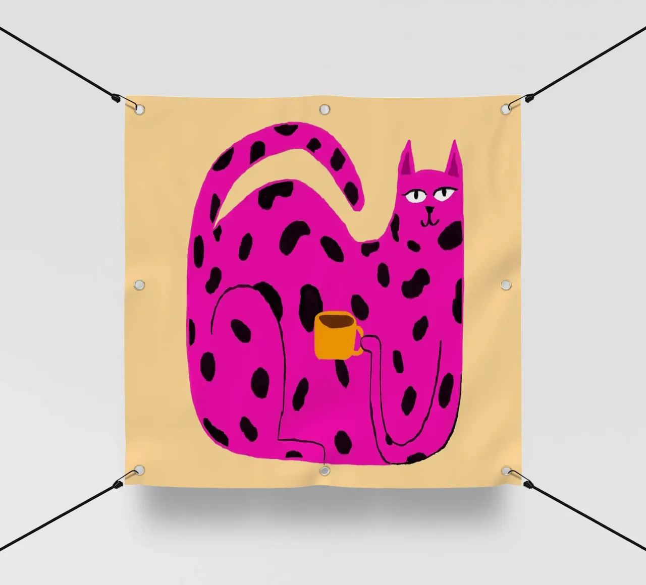 Gatto maculato rosa con caffè telo in pvc da Tory