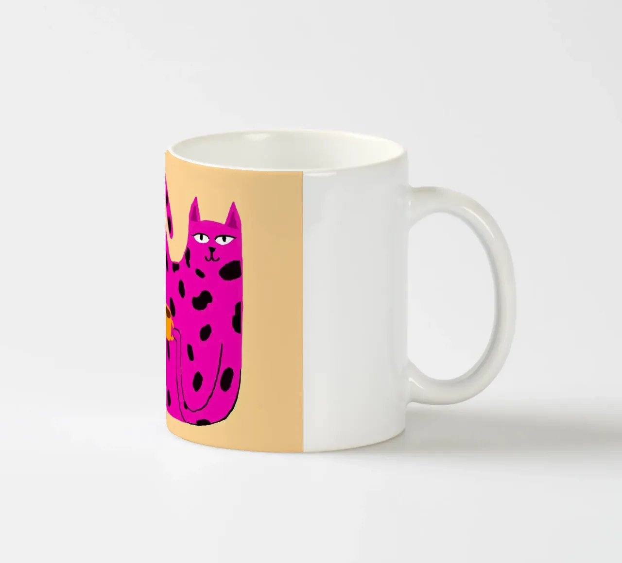 Gatto maculato rosa con caffè tazza in ceramica da Tory
