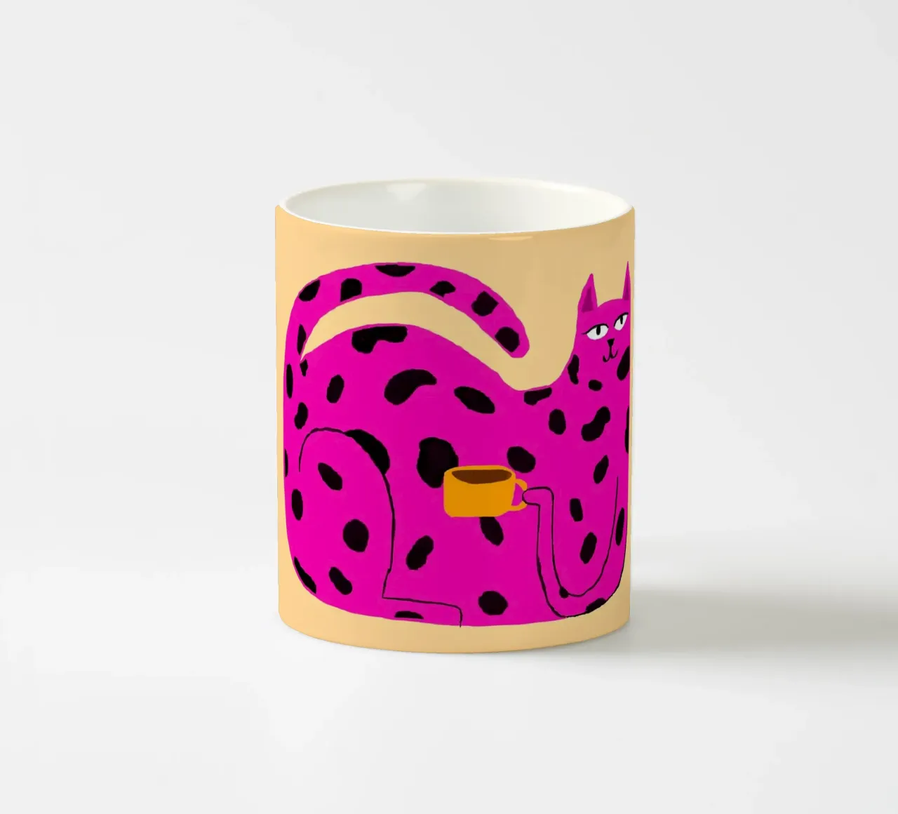 Gatto maculato rosa con caffè tazza in ceramica da Tory