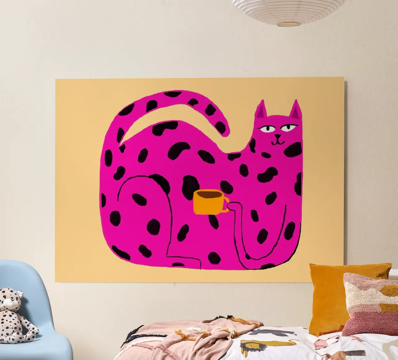 Gatto maculato rosa con caffè pannello forex da Tory