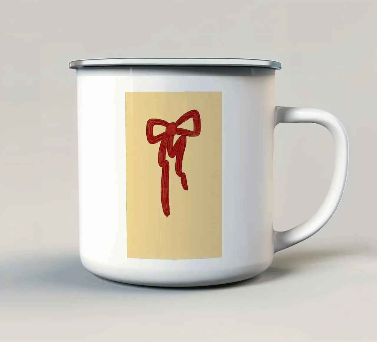 Illustrazione del nastro rosso tazza in smalto da Tory