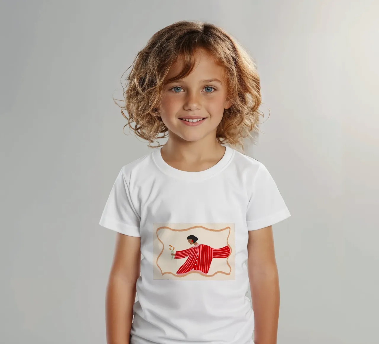 Donna con camicia a righe e fiori t-shirt bambini da Tory