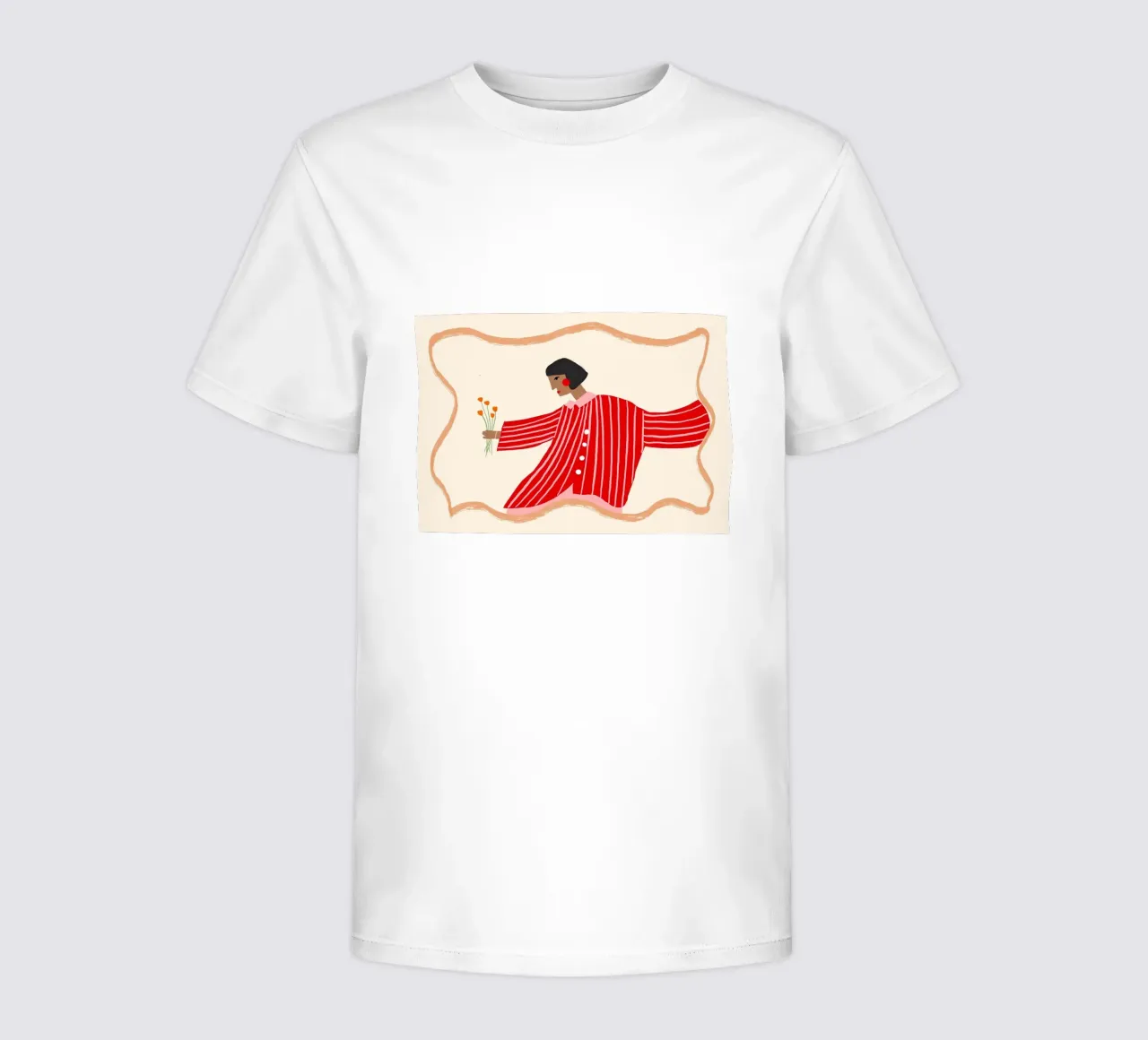 Donna con camicia a righe e fiori t-shirt bambini da Tory