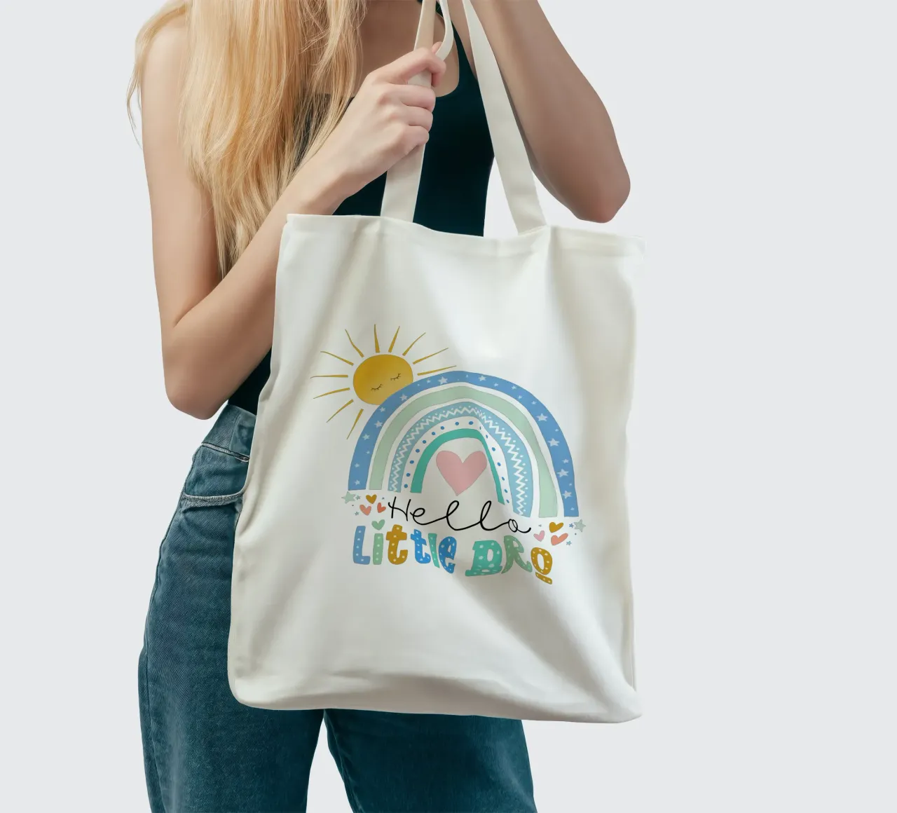 Hello Little Bro tote bag by CalliLetters