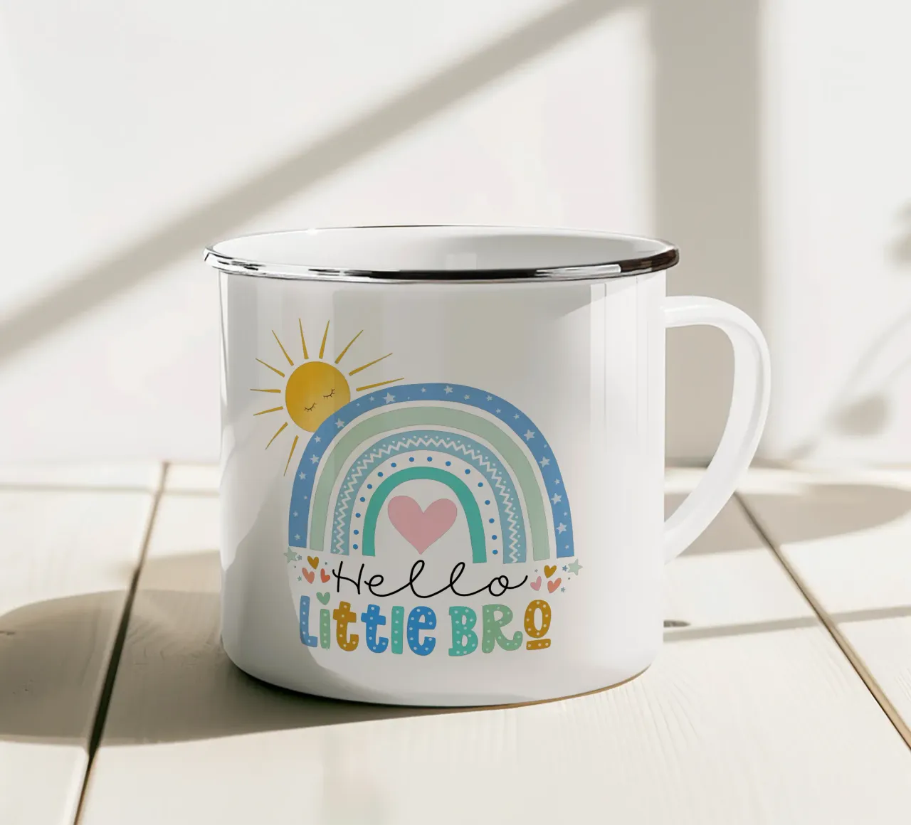 Ciao fratellino tazza in smalto da CalliLetters