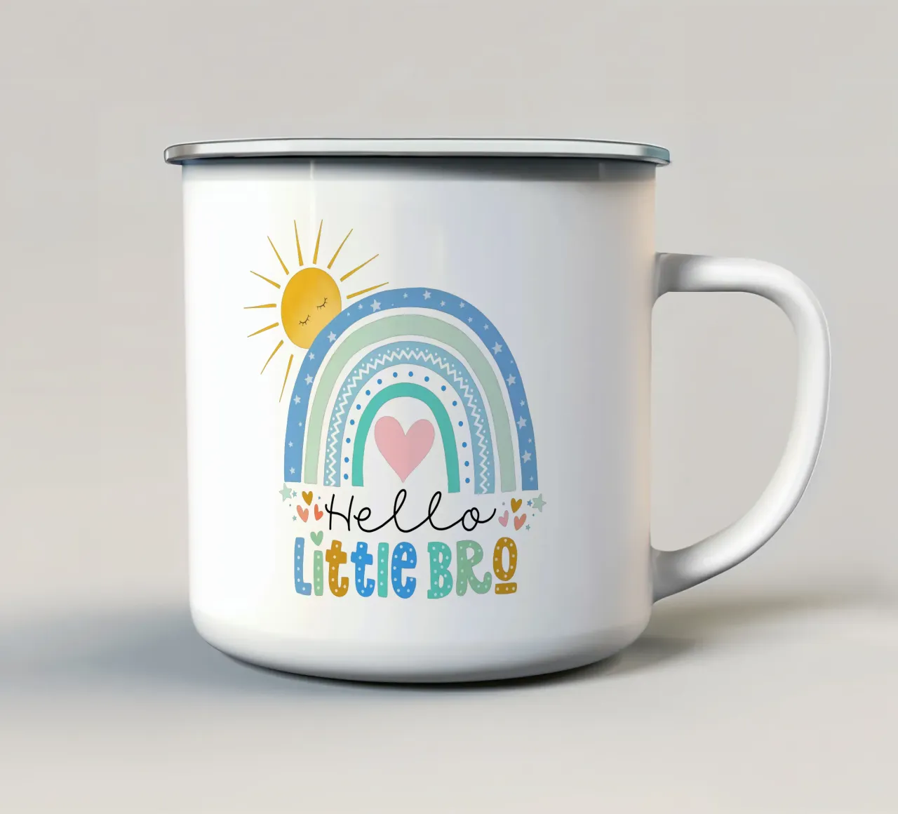 Hola Pequeño Hermano taza de esmalte de CalliLetters