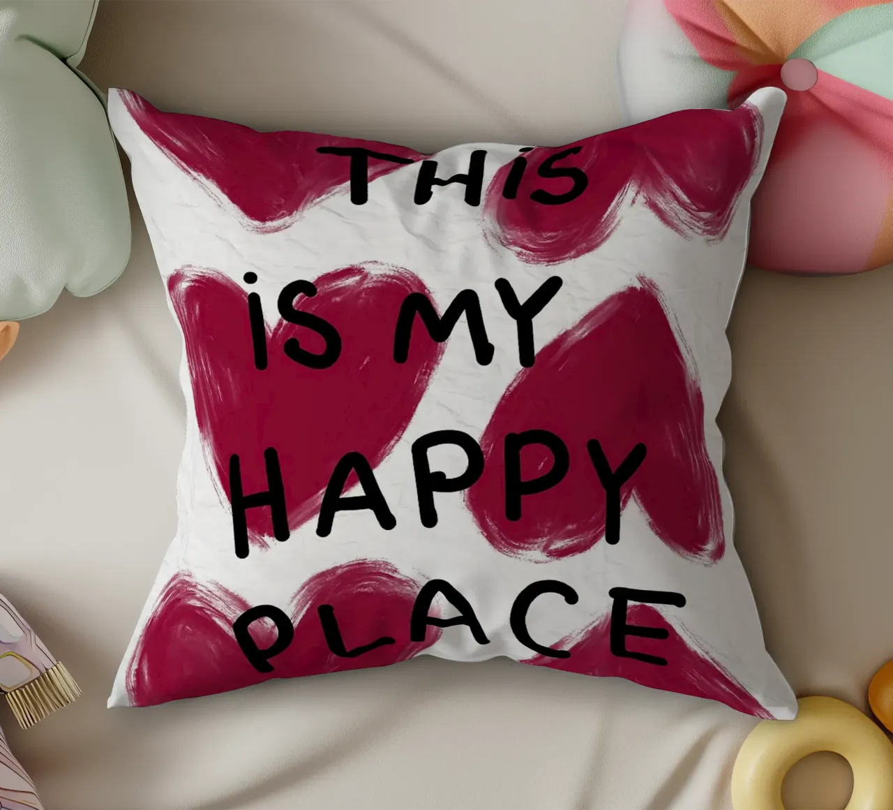 Questo è il mio posto felice cuori cuscino da Tory