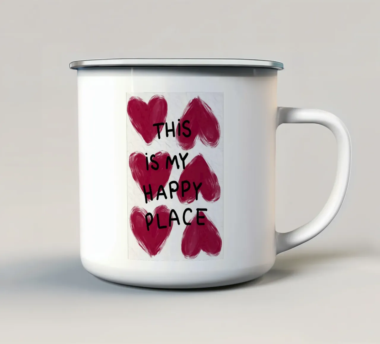 Questo è il mio posto felice cuori tazza in smalto da Tory