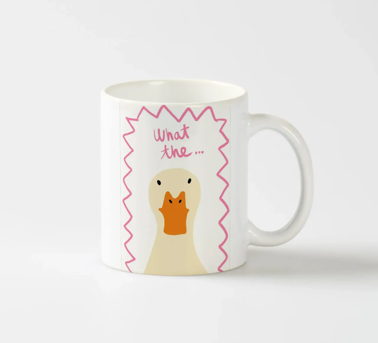 Illustrazione di anatra sorpresa con testo tazza in ceramica da Tory