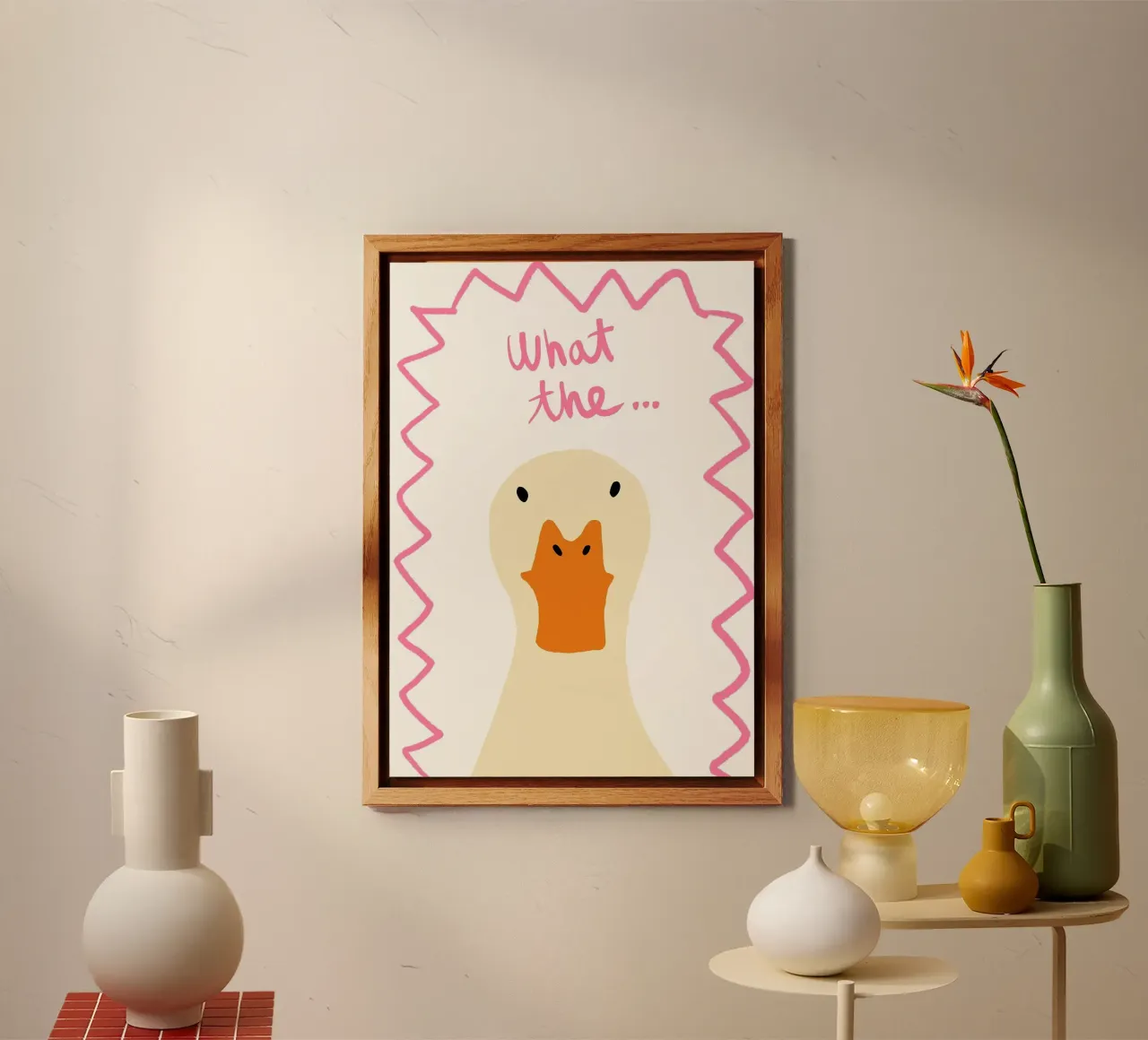 Surprised Duck Illustration with Text alu-dibond by Tory