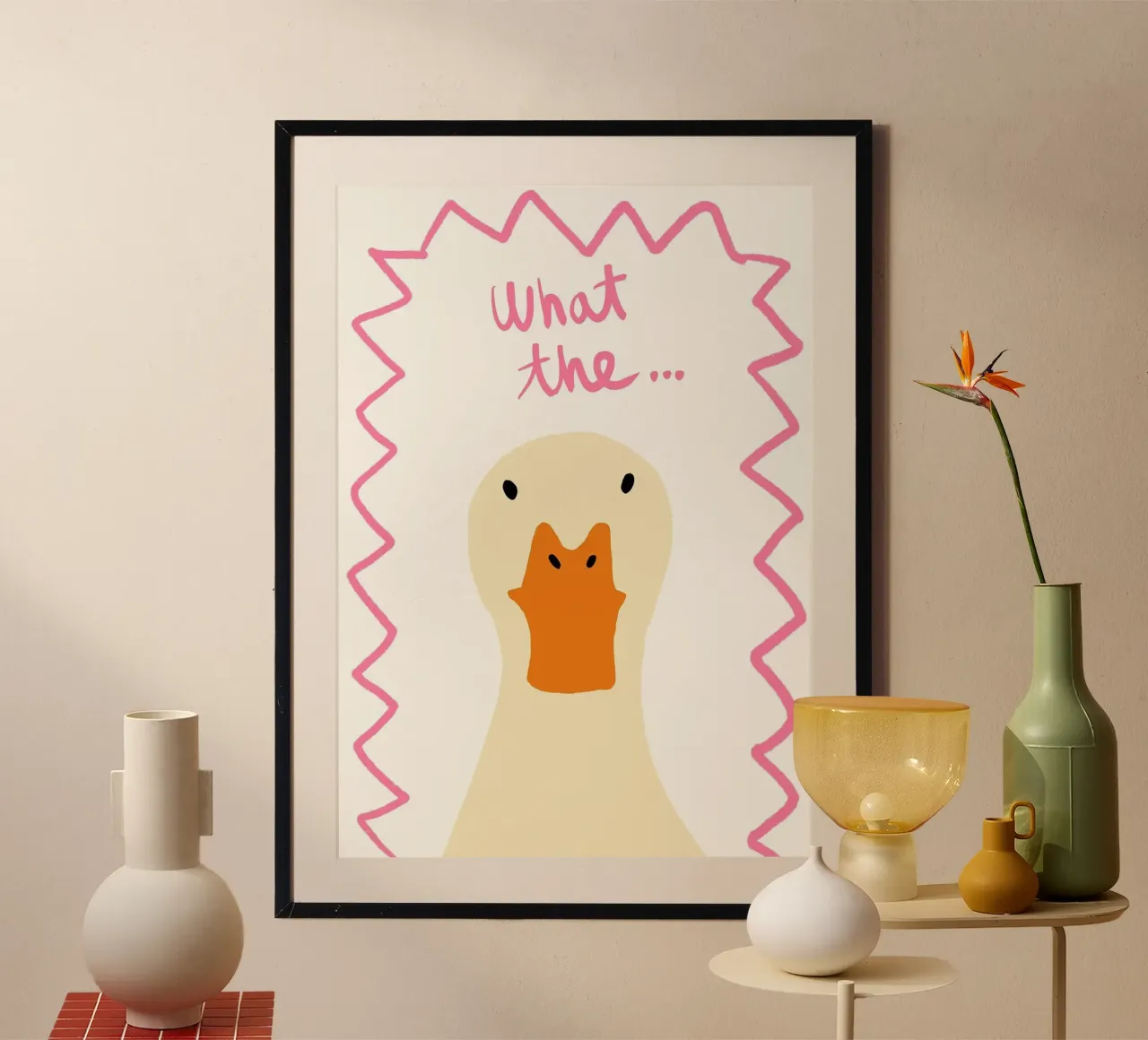 Surprised Duck Illustration with Text hahnemühle by Tory