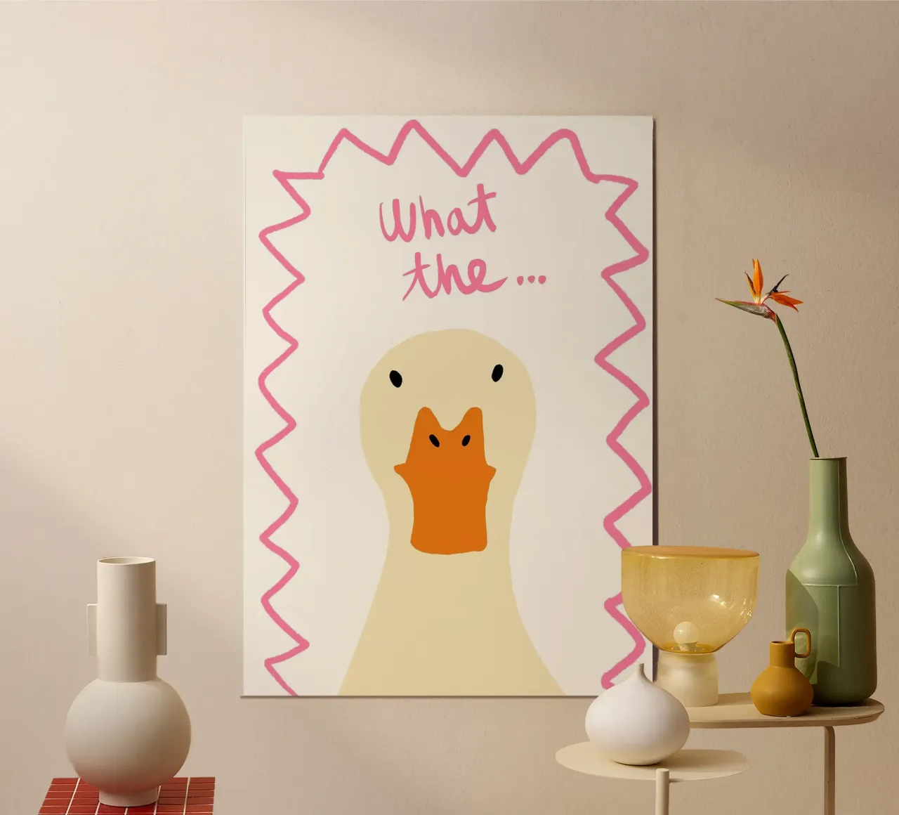 Surprised Duck Illustration with Text hahnemühle by Tory