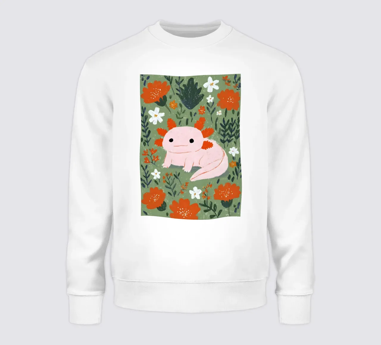 Axolotl in einem Blumengarten Sweatshirt von Tory