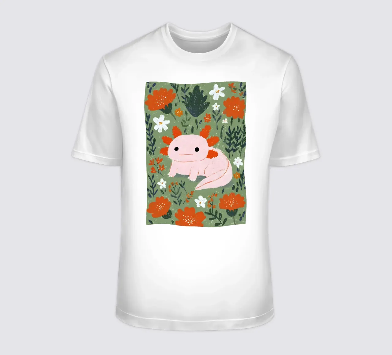 Axolotl in un giardino fiorito t-shirt da Tory