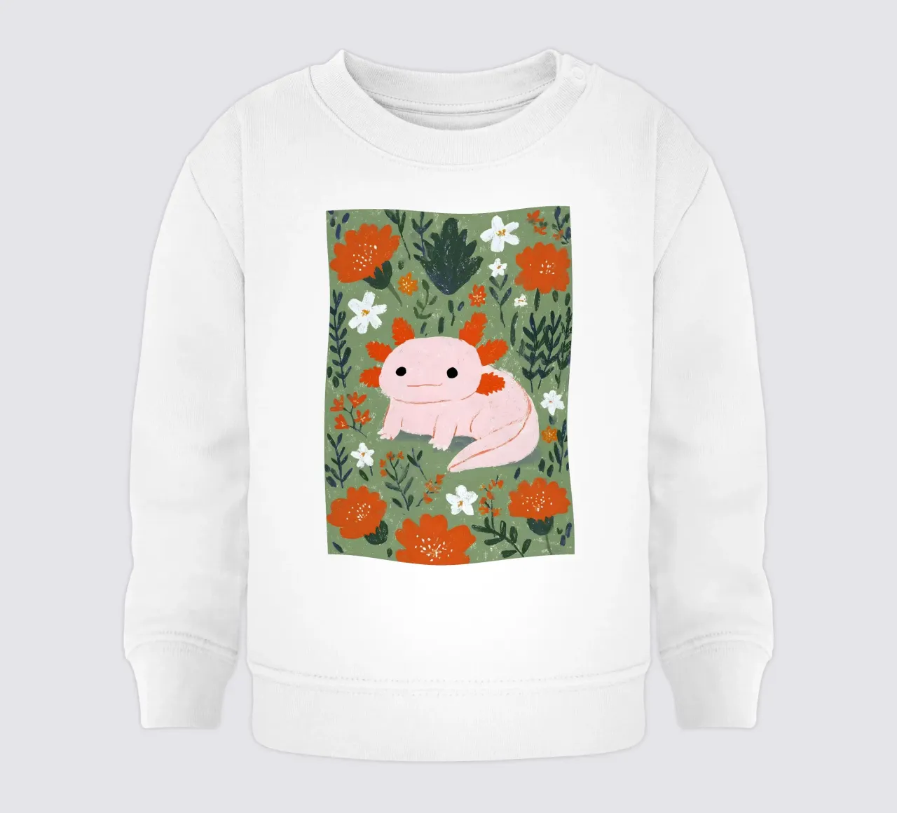 Axolotl in un giardino fiorito felpa neonato da Tory