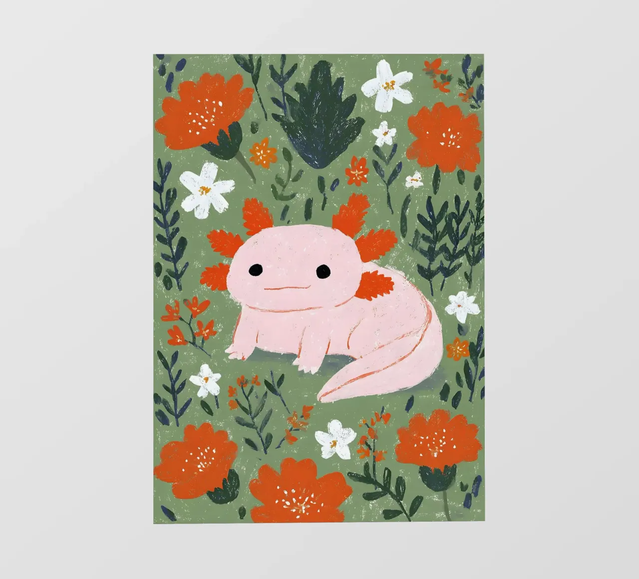 Axolotl in un giardino fiorito telo in pvc da Tory