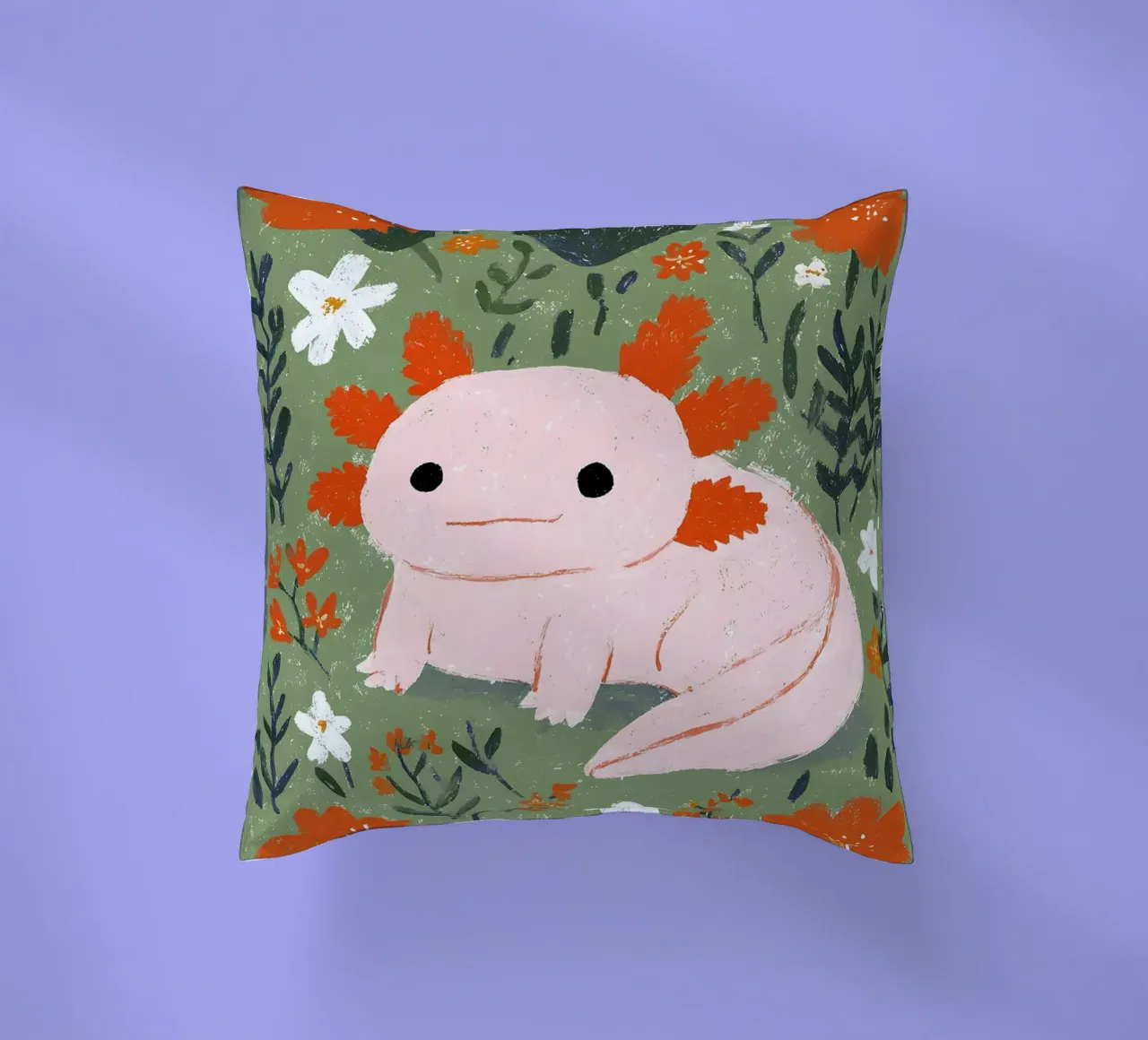 Axolotl in un giardino fiorito cuscino da Tory
