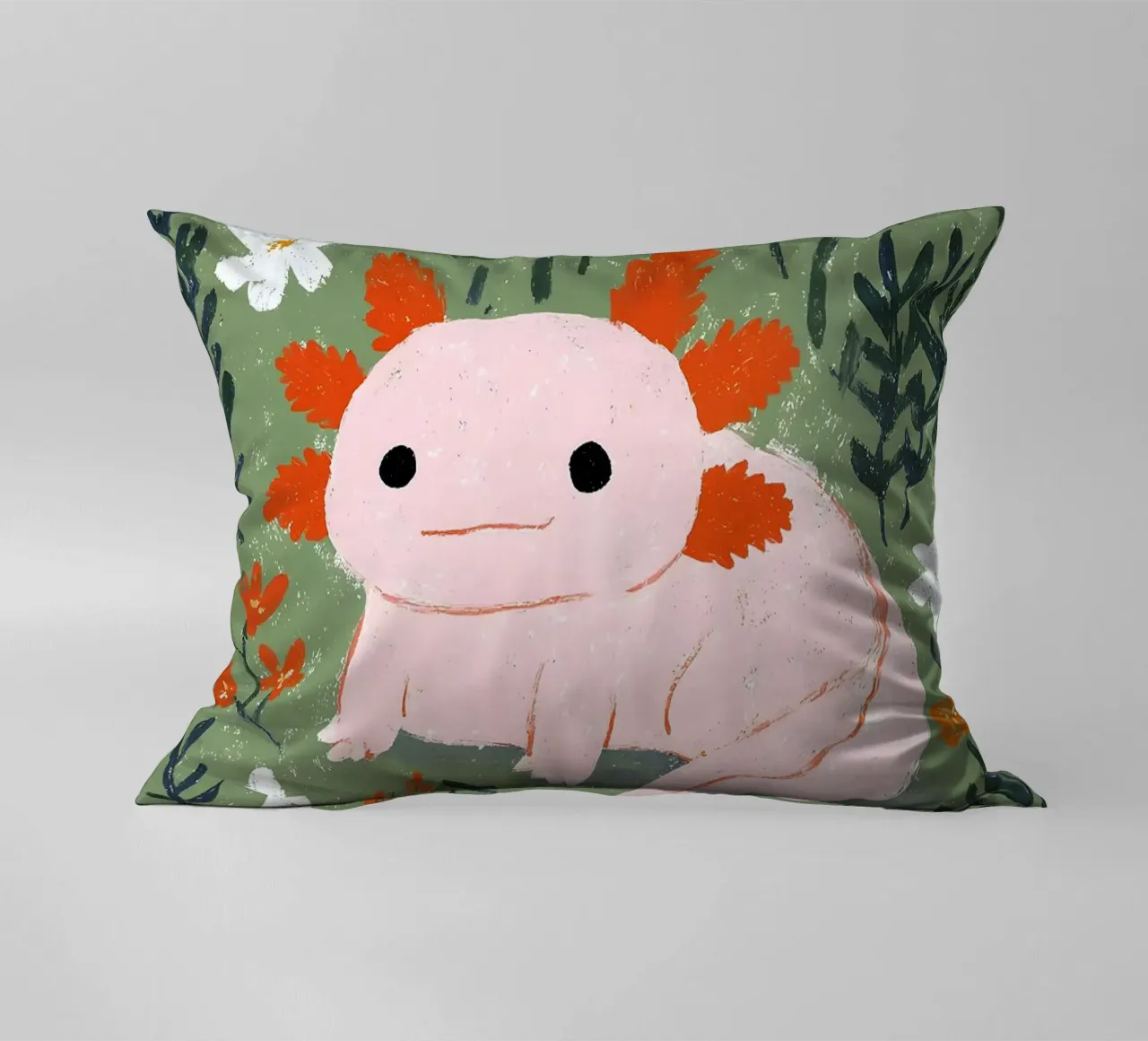 Axolotl in un giardino fiorito cuscino da Tory