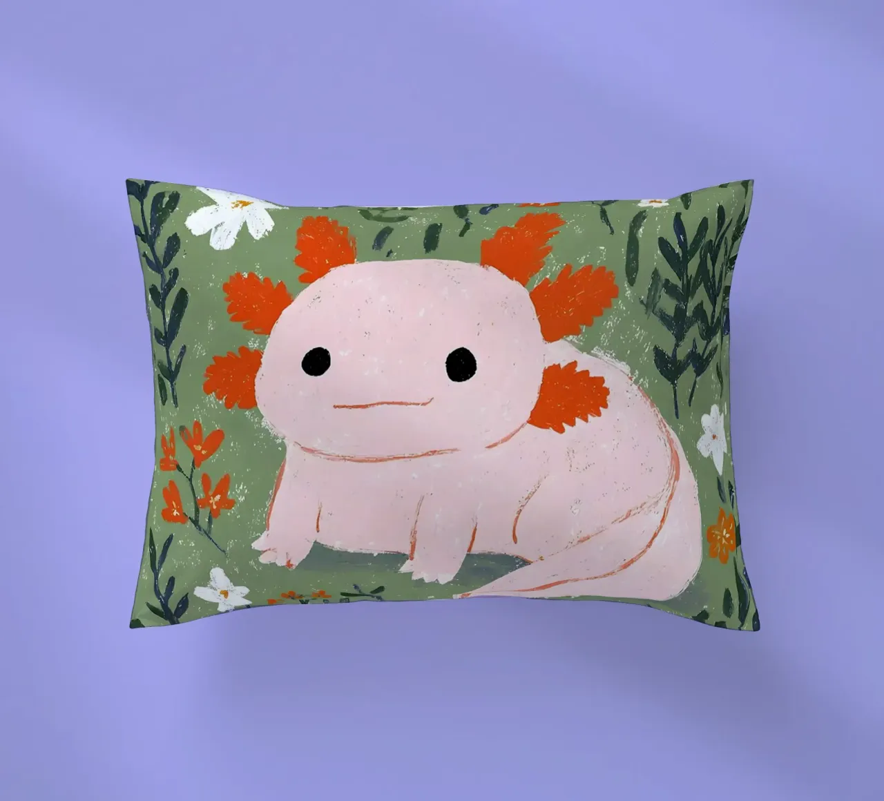 Axolotl in un giardino fiorito cuscino da Tory