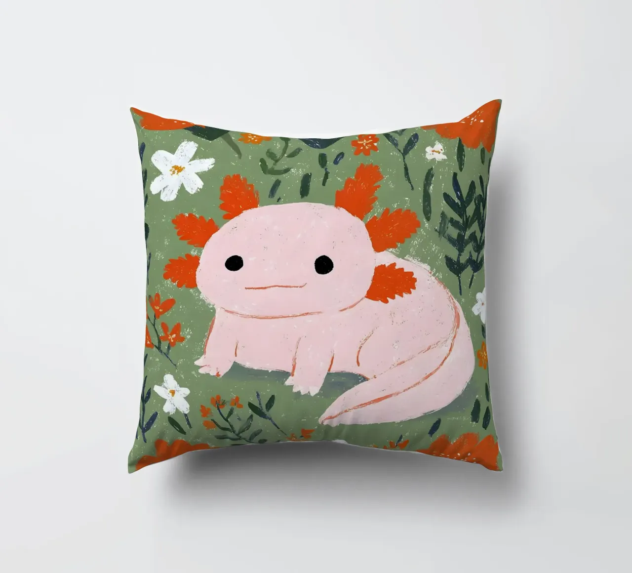 Axolotl in un giardino fiorito cuscino da Tory