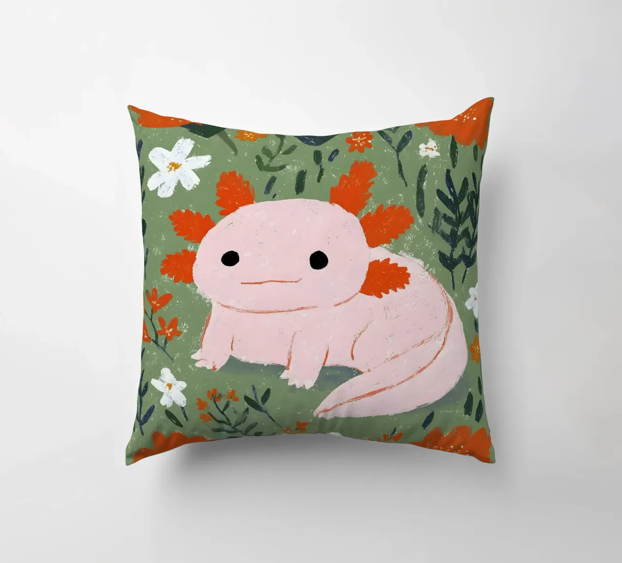 Axolotl in un giardino fiorito cuscino da Tory