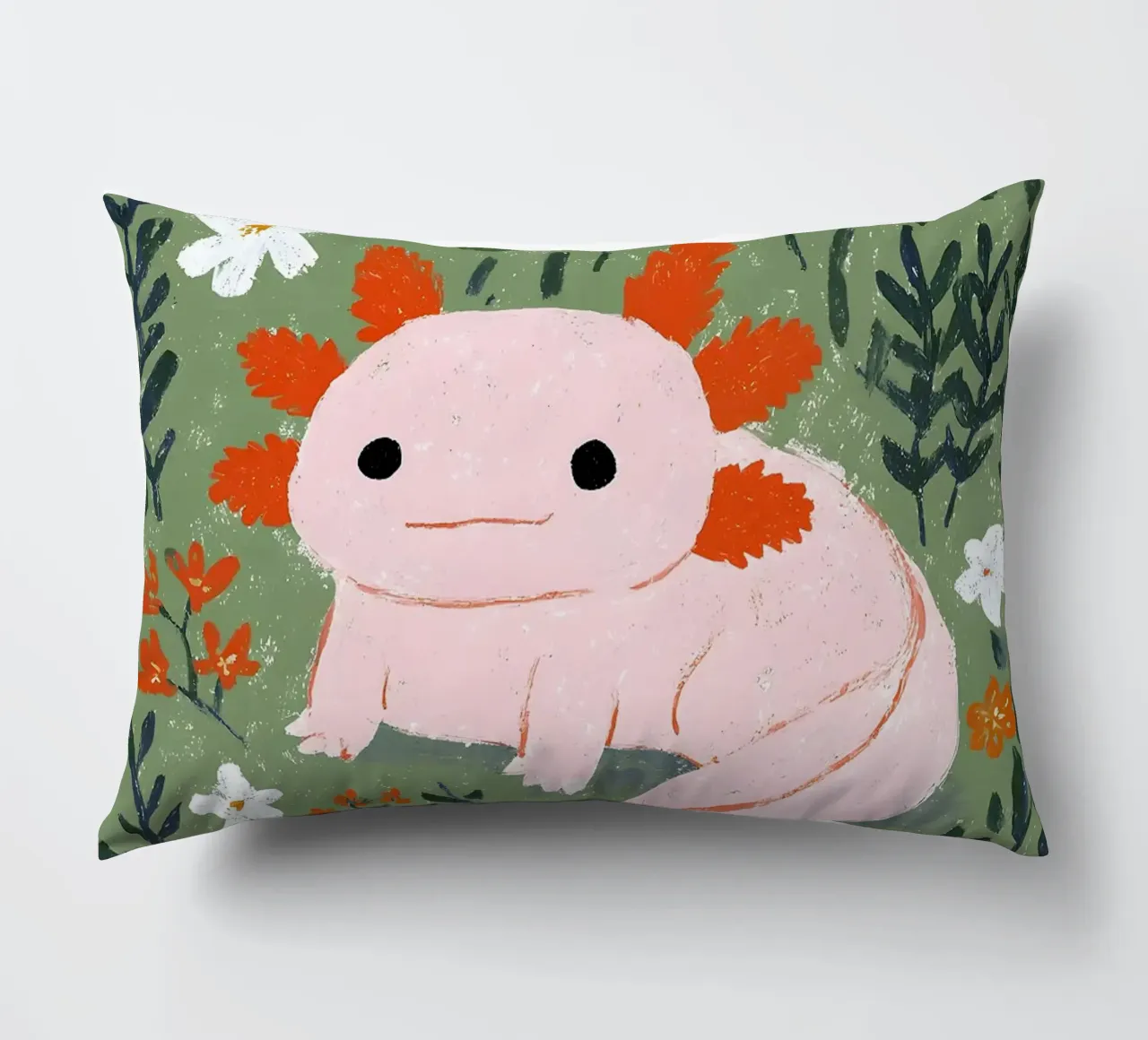 Axolotl in un giardino fiorito cuscino da Tory