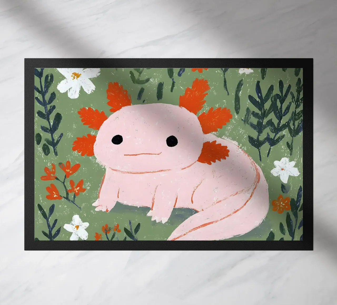 Axolotl in un giardino fiorito zerbino da Tory
