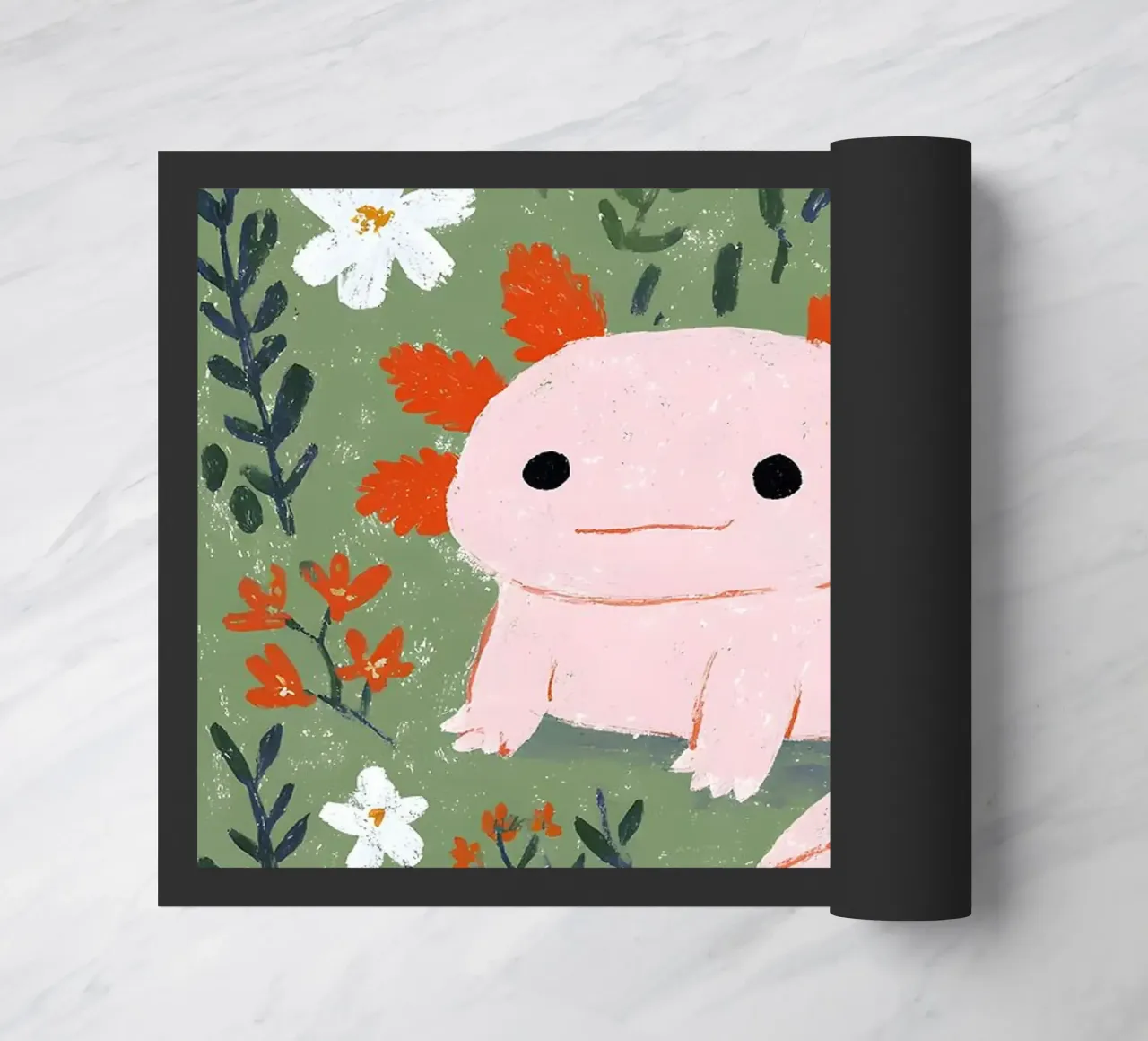 Axolotl in un giardino fiorito zerbino da Tory