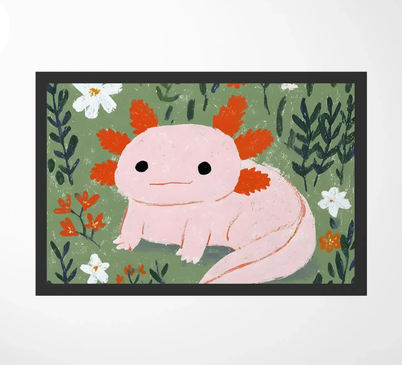 Axolotl in un giardino fiorito zerbino da Tory