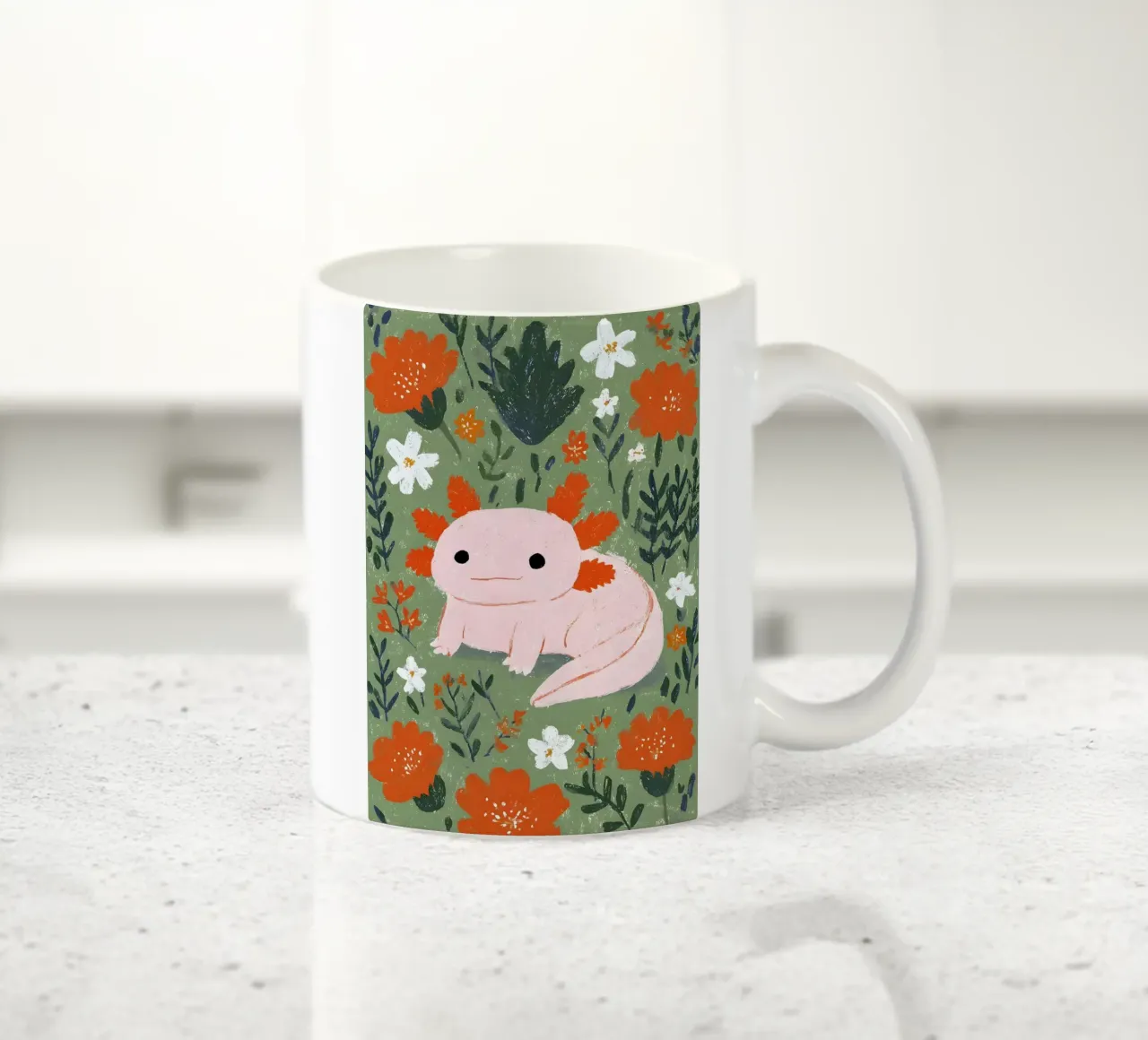 Axolotl in un giardino fiorito tazza in ceramica da Tory