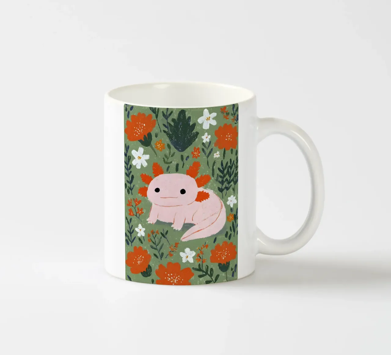 Axolotl in un giardino fiorito tazza in ceramica da Tory