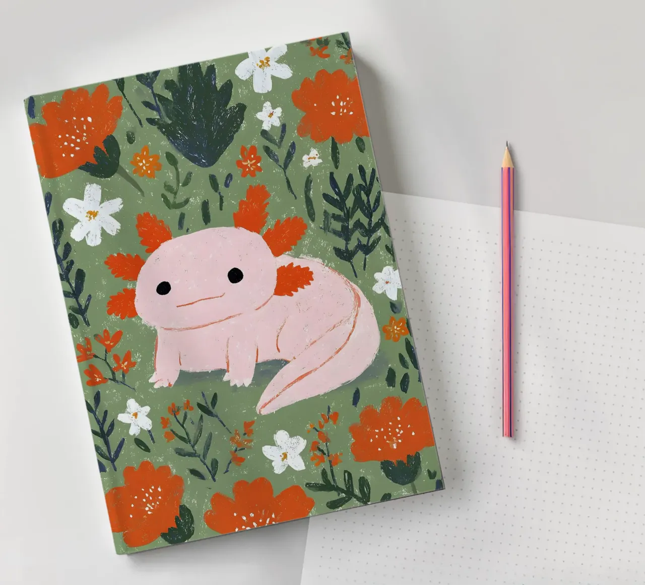 Axolotl in un giardino fiorito diario da Tory