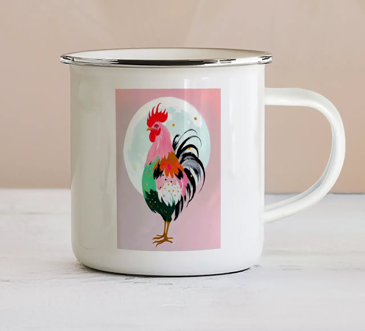 Charm Never Hurt A Rooster emaille mok van 83oranges