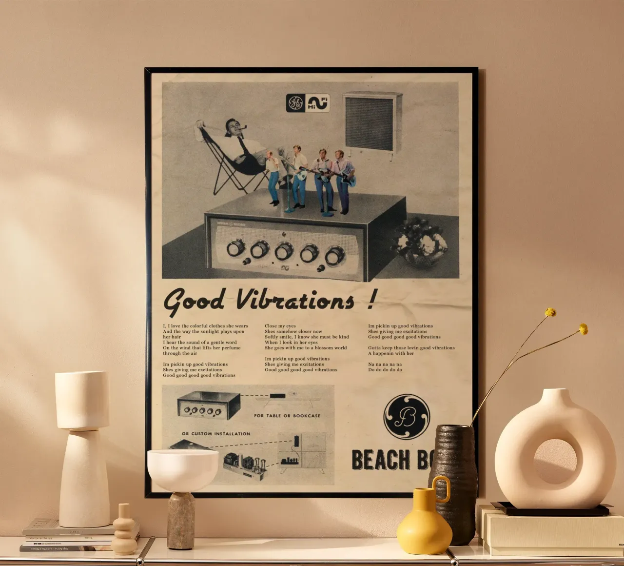 Good Vibrations poster con telaio in legno da Ads Libitum