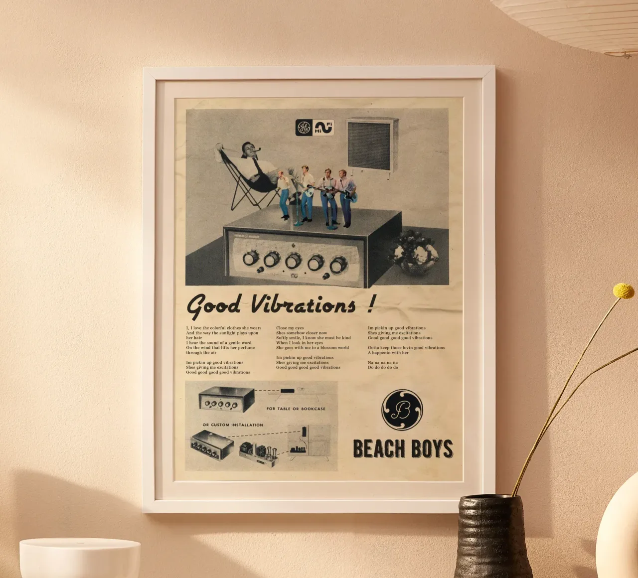 Good Vibrations poster con telaio in legno da Ads Libitum
