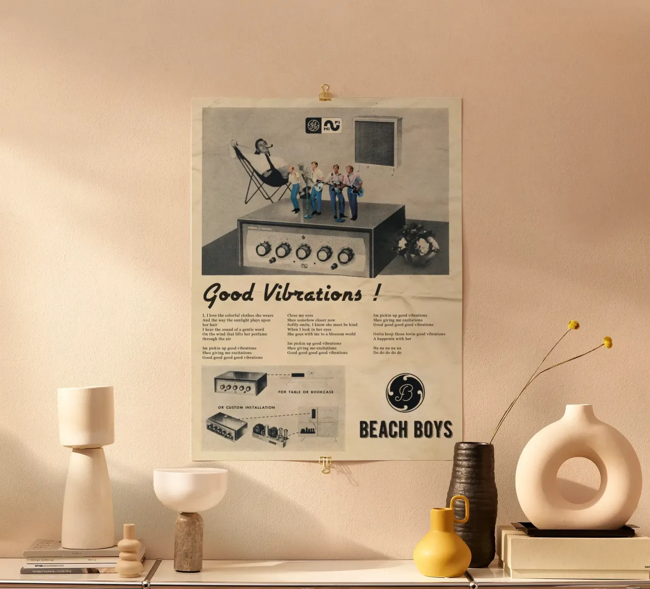 Good Vibrations poster con telaio in legno da Ads Libitum