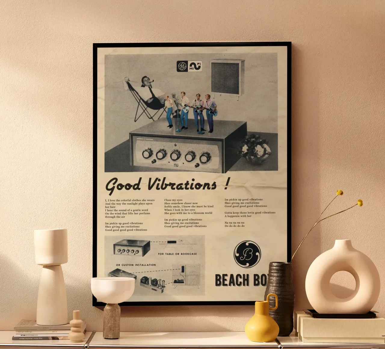 Good Vibrations poster con telaio in legno da Ads Libitum