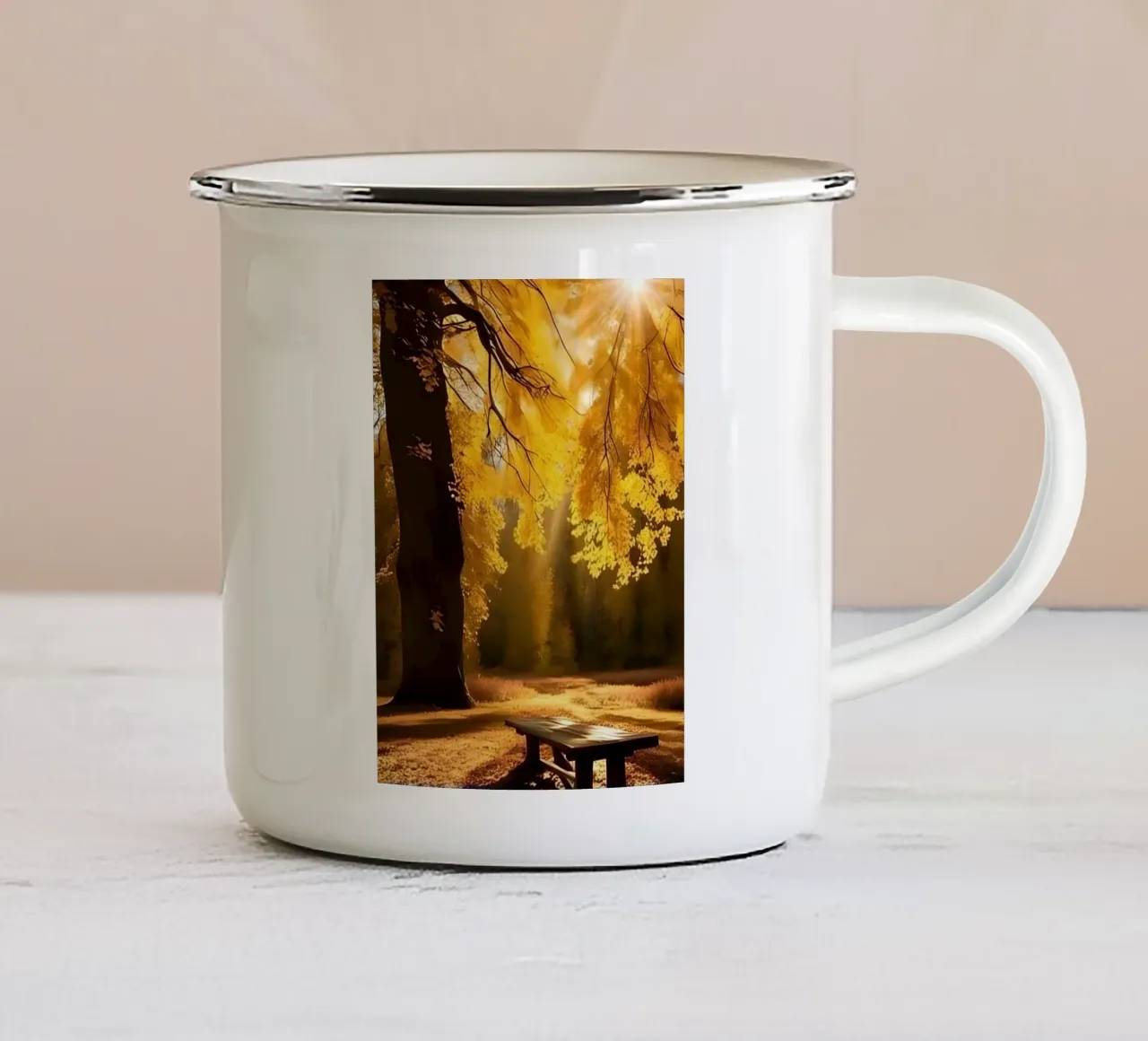 L'ultima luce dell'autunno tazza in smalto da Pixel Boy