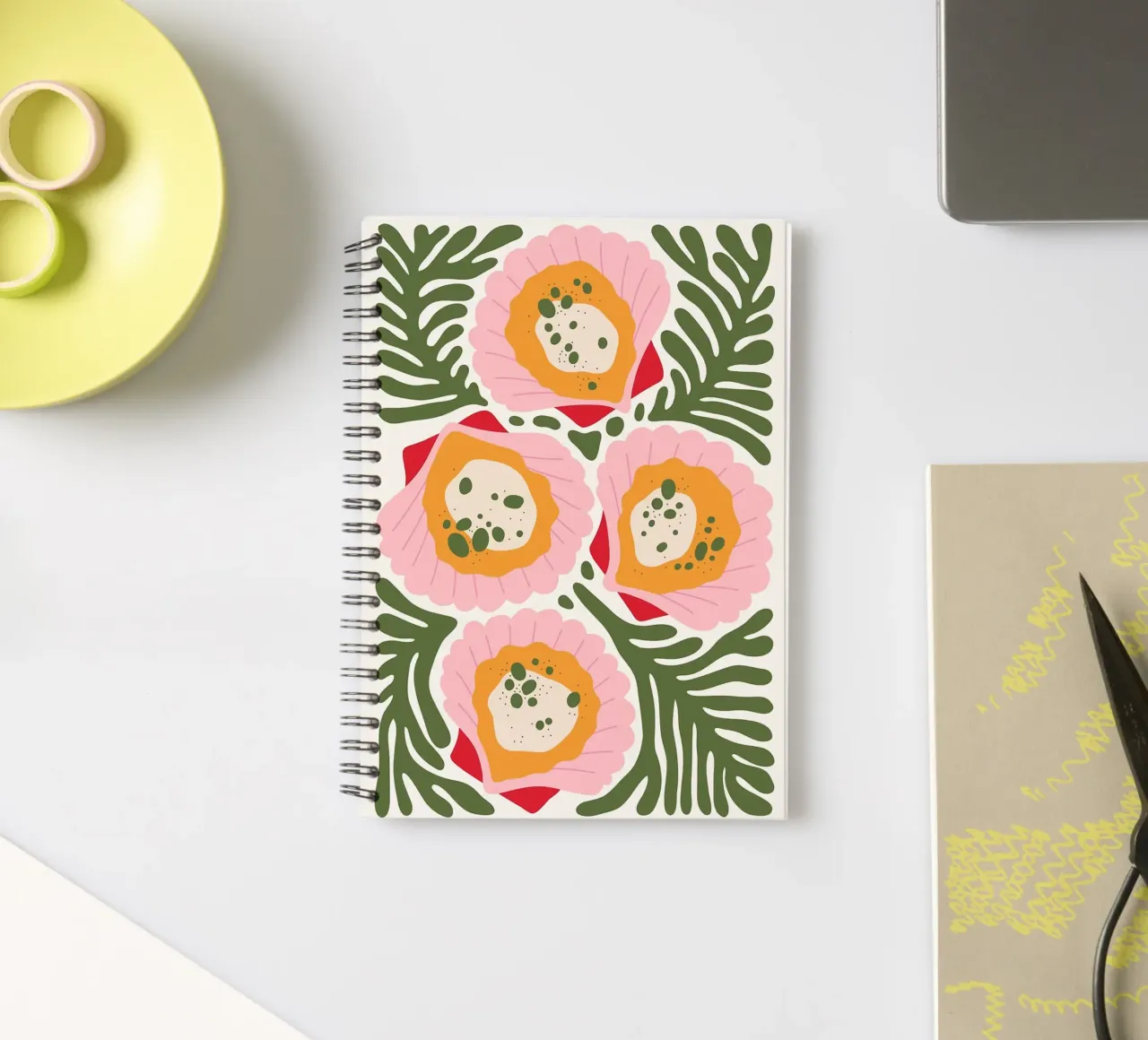 Floral Pattern with Shells spiral notebook by bazi