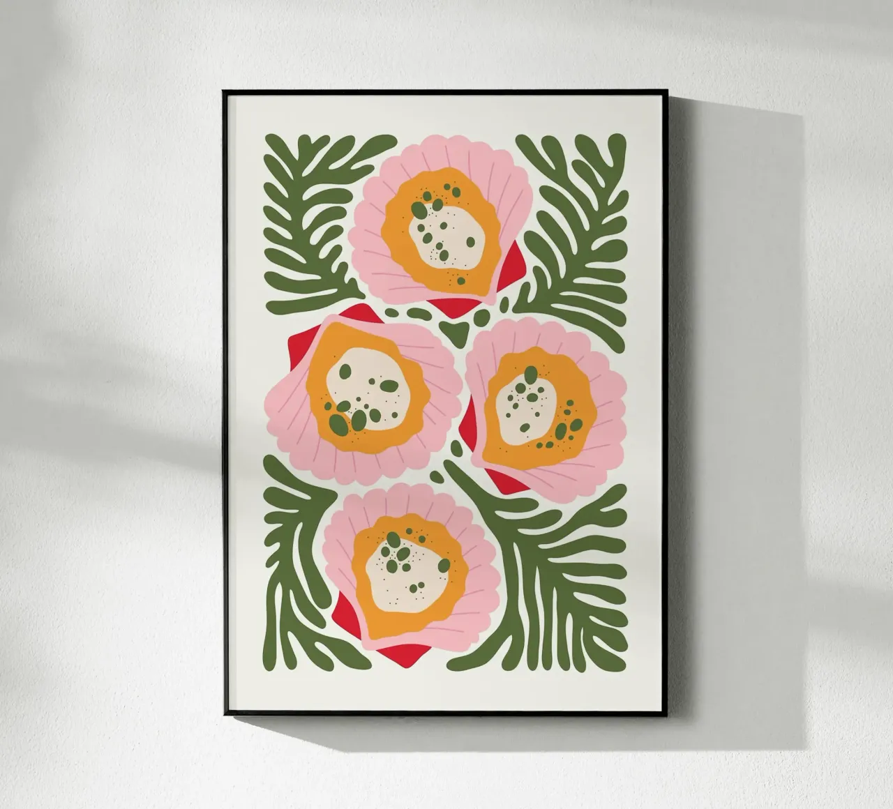 Motivo floreale con conchiglie plexiglass da bazi