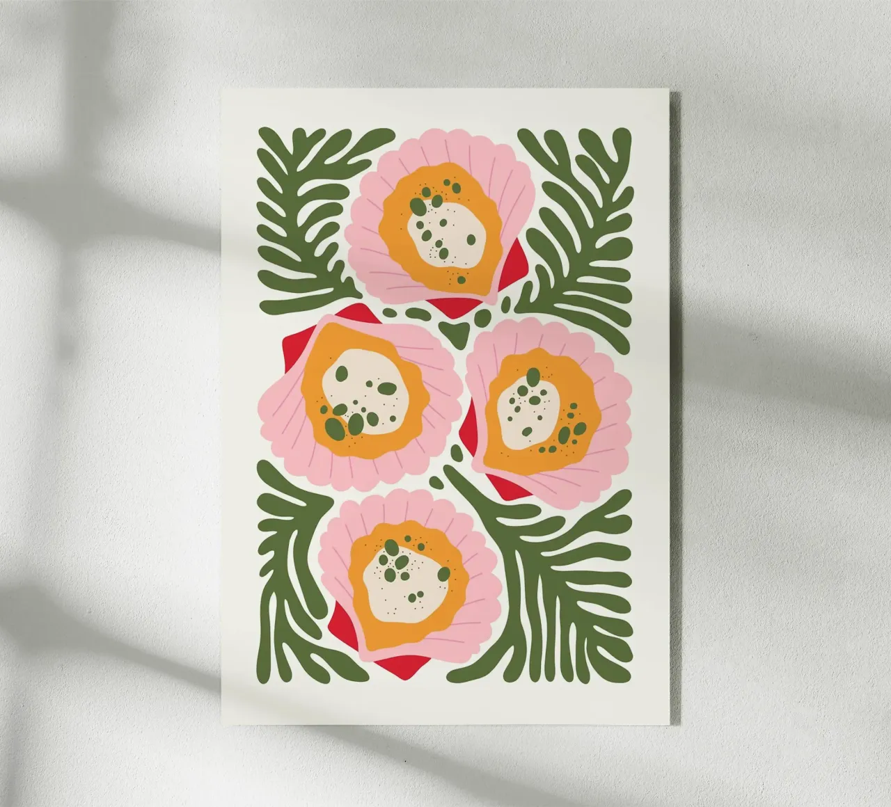 Motivo floreale con conchiglie plexiglass da bazi