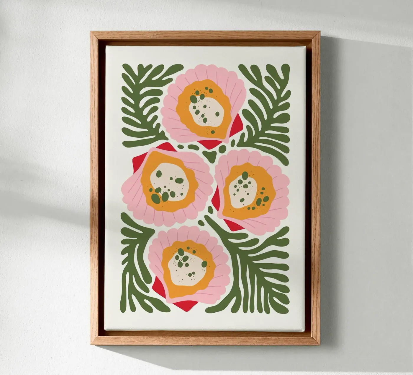 Motivo floreale con conchiglie tela da bazi