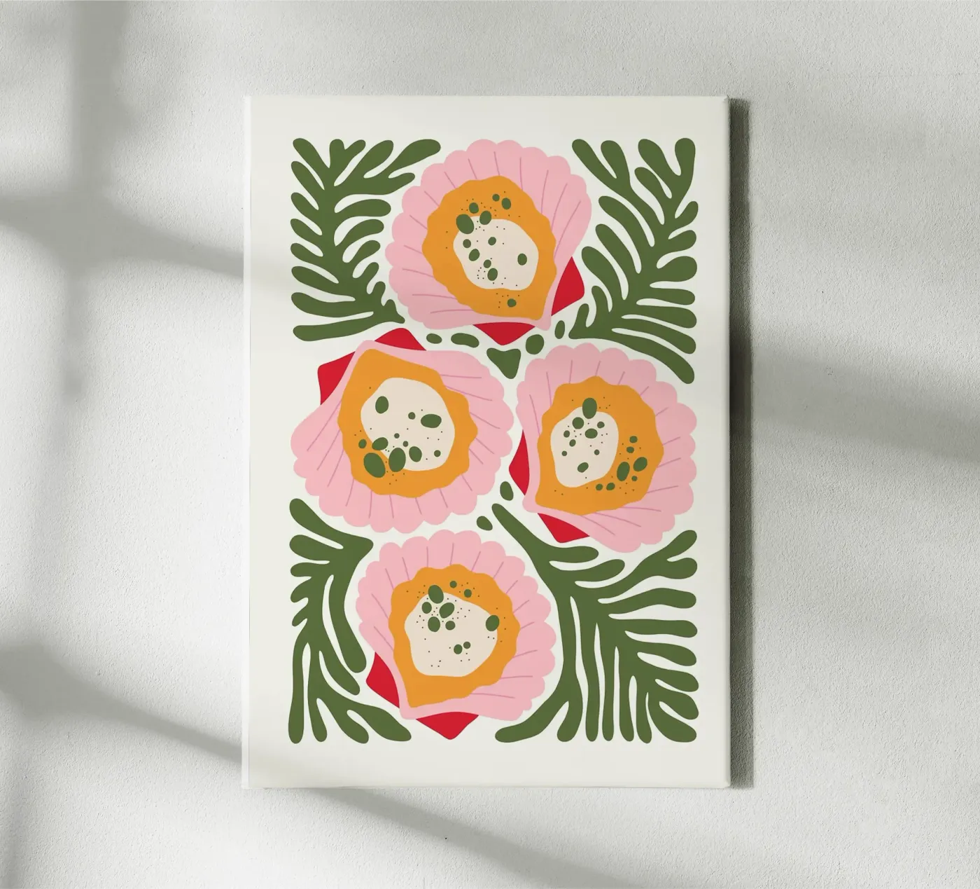 Motivo floreale con conchiglie tela da bazi