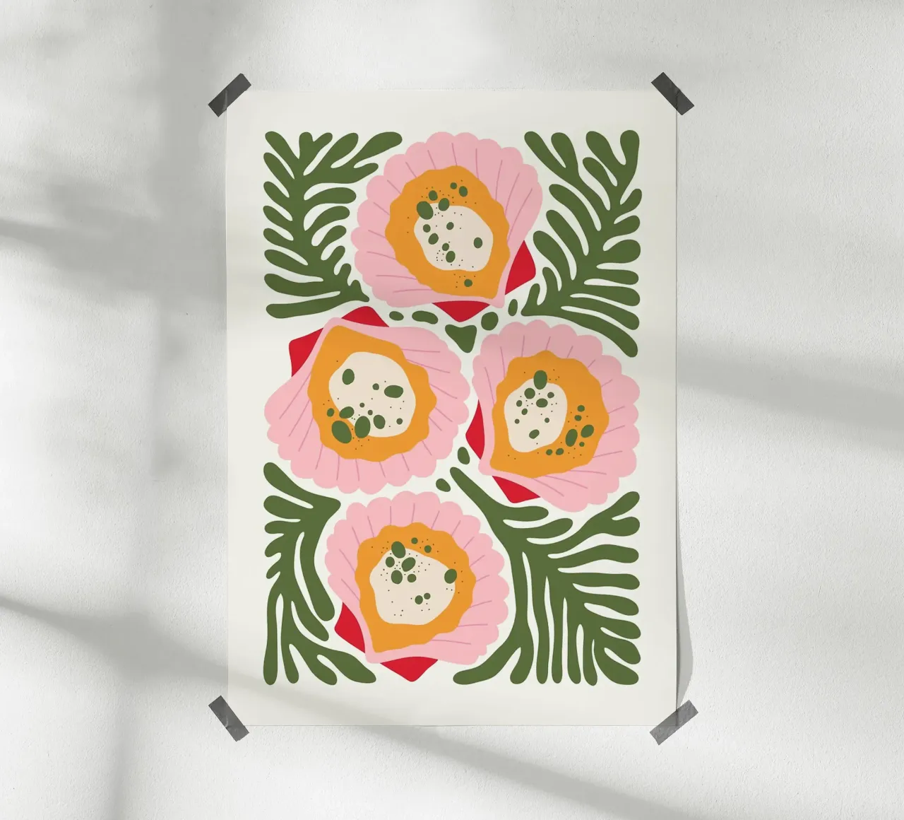 Floral Pattern with Shells poster by bazi