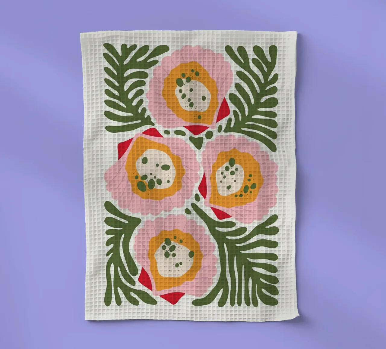 Floral Pattern with Shells tea towel by bazi