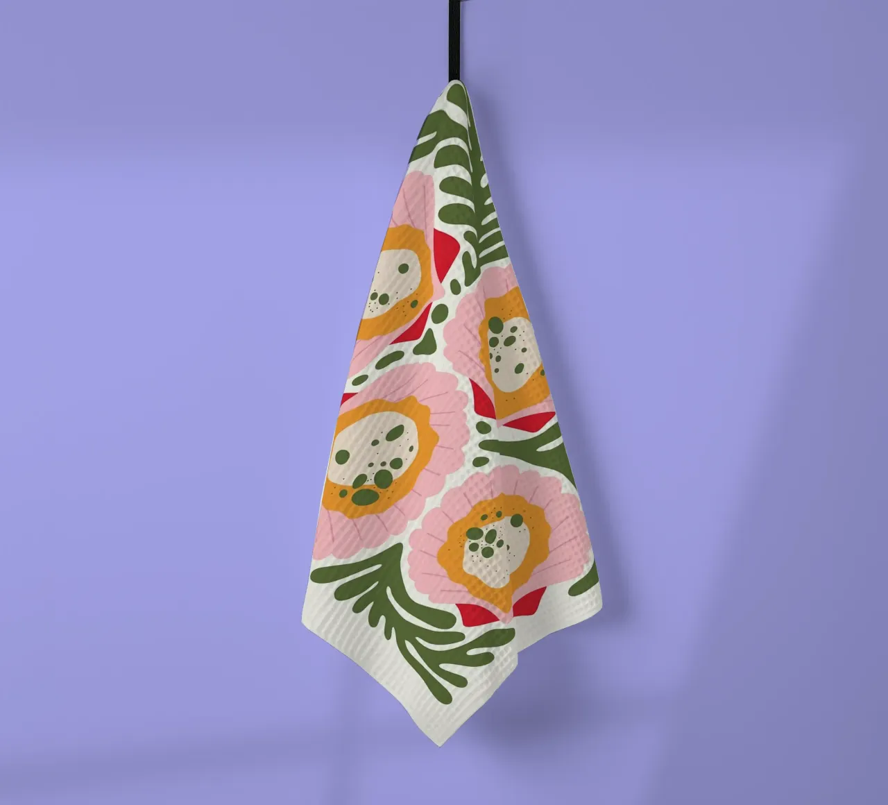 Floral Pattern with Shells tea towel by bazi