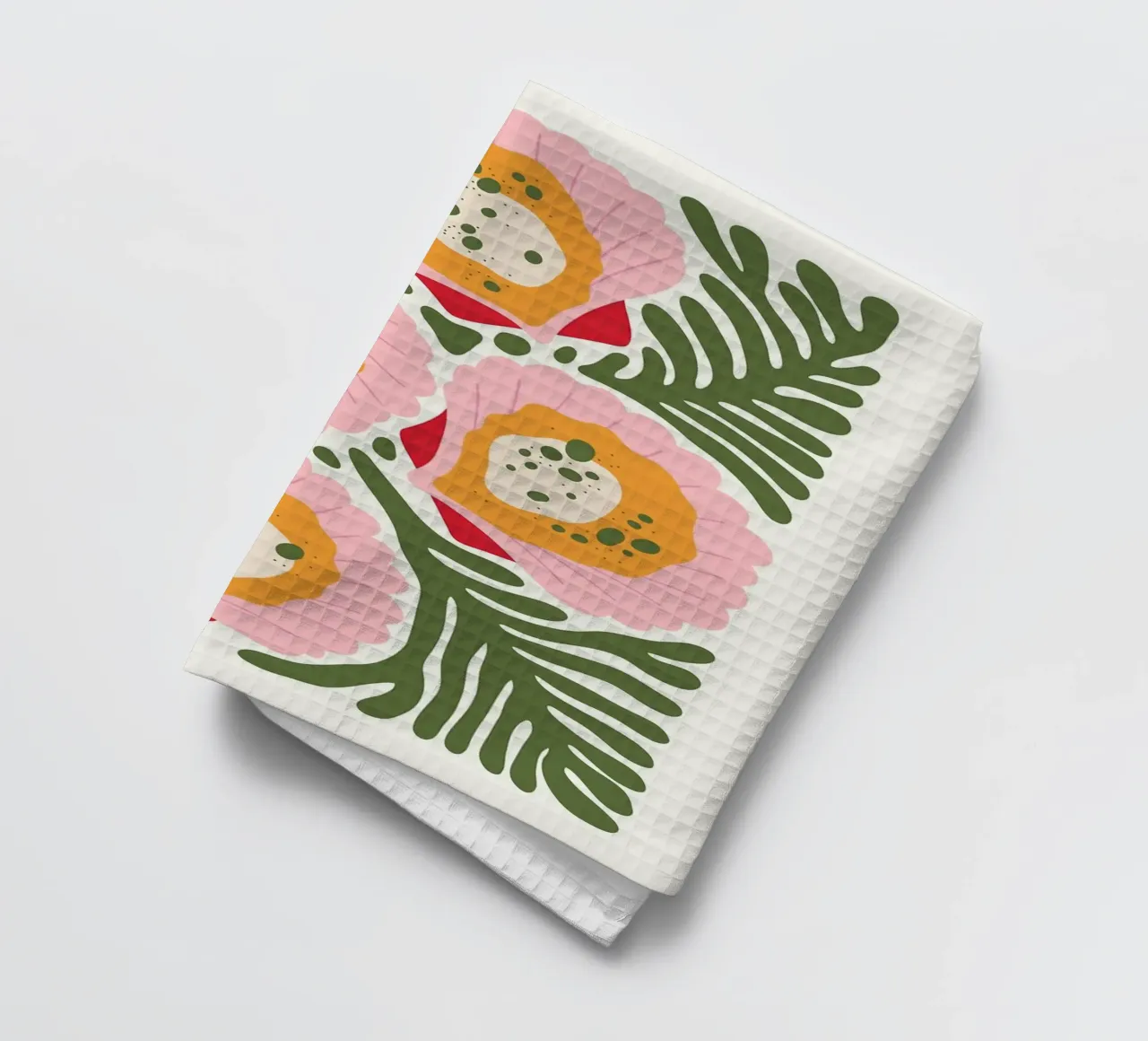 Floral Pattern with Shells tea towel by bazi